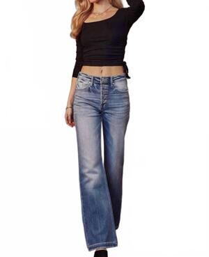 NEW KANCAN holly flare high rise jeans in medium wash